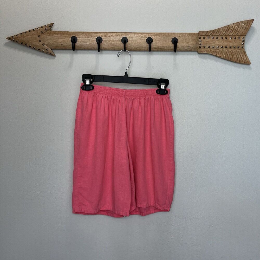 C.D. Petites | Pink Linen Blend Bermuda Shorts Petite Medium Barbie Vintage Y2K